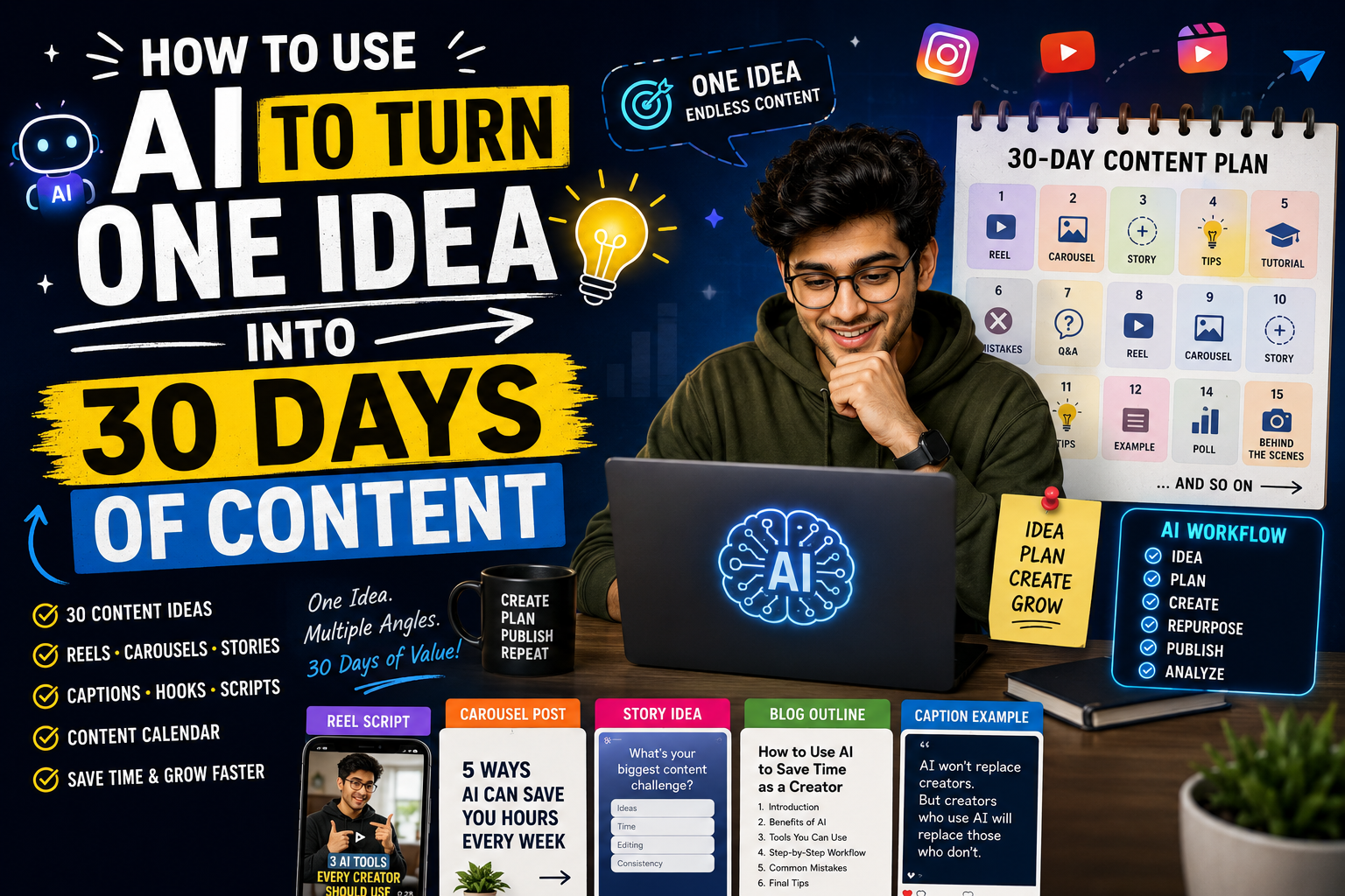 use AI to turn one idea into 30 days of content