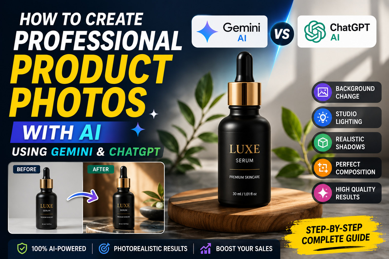 how to create professional product photos with AI
