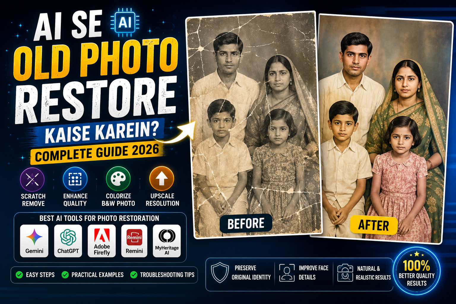 AI se old photo restore kaise karein