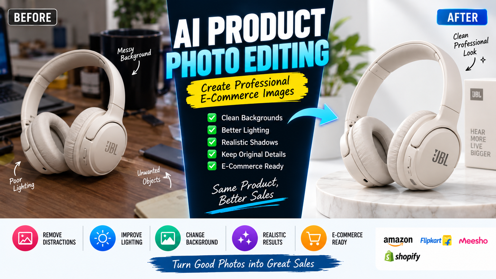 AI product photo editing