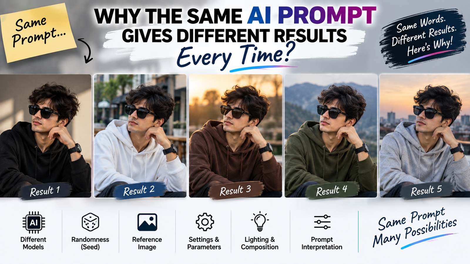 same AI prompt gives different results