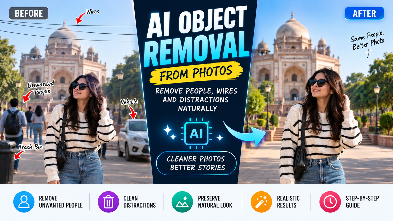 AI object removal from photos