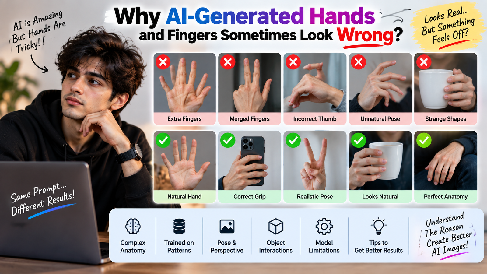 AI-generated hands and fingers